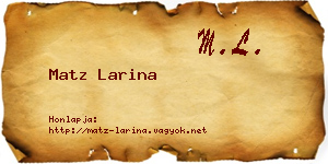 Matz Larina névjegykártya